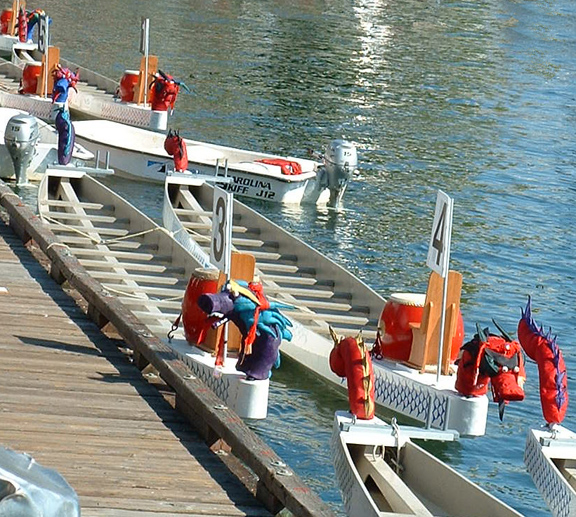 Dragonboats at the dock.
Inner Harbor, Victoria, BC